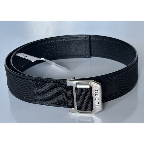 Gucci Women\'s GG Supreme Monogram Leather/Fabric Belt Black 80/32 IT 684485 NIB main image 9